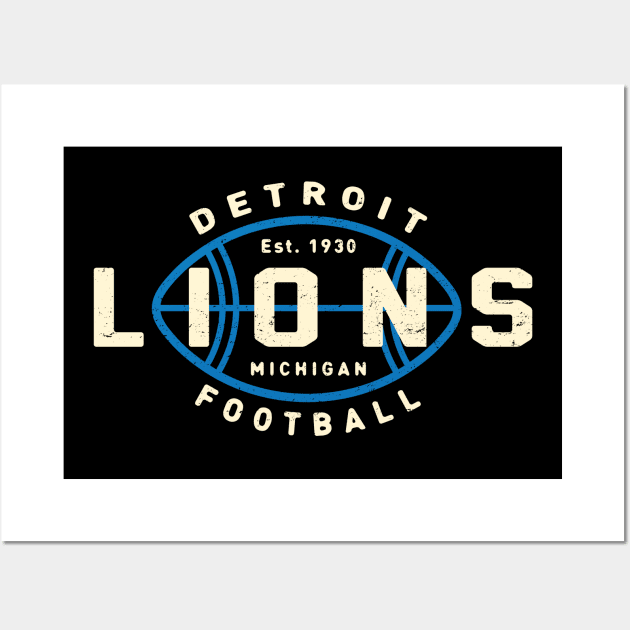 Vintage Detroit Lions 2 by Buck Tee Wall Art by Buck Tee